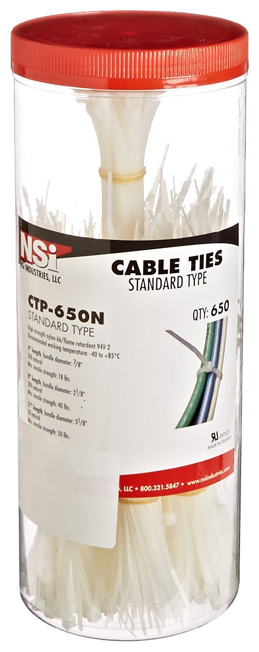  [AUSTRALIA] - 650 Piece Cable Tie Canister Pack, Natural