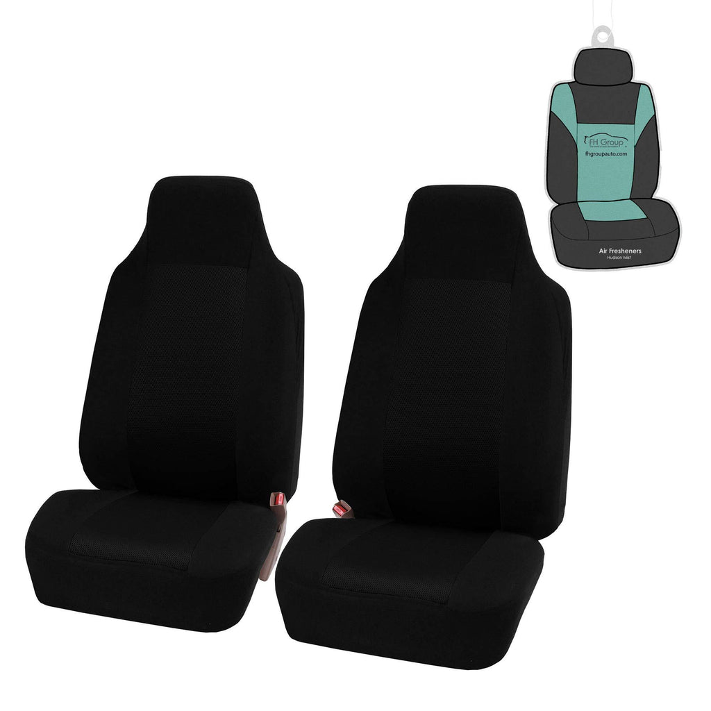  [AUSTRALIA] - FH Group FB102102 Classic Cloth Seat Covers (Black) Front Set with Gift – Universal Fit for Cars Trucks & SUVs