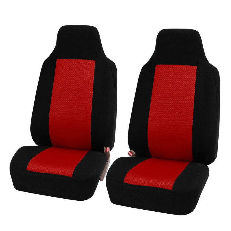 [AUSTRALIA] - FH Group FB102RED102 Red Classic Cloth 3D Air Mesh Front Set Bucket Auto Seat Cover, Set of 2