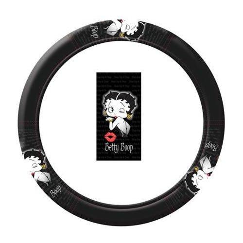  [AUSTRALIA] - U.A.A. INC. 1 pc Betty Boop Timeless Original Design Logo Black Steering Wheel Cover New