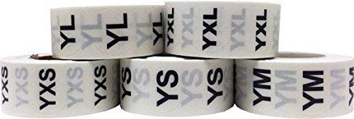 Youth Clothing Size Stickers Labels for Retail Apparel YXS YS YM YL YXL Round Clear with Black Ink - LeoForward Australia