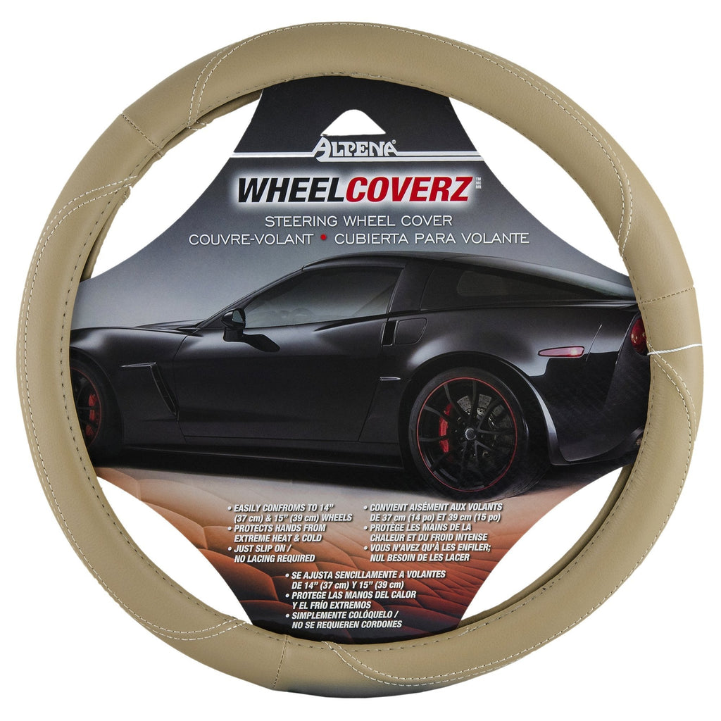  [AUSTRALIA] - Alpena 10706 Beige Leather Steering Wheel Cover