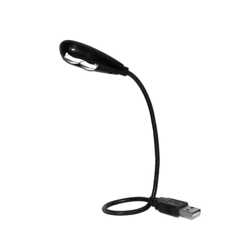 USB Reading Lamp with 2 LED Lights and Flexible Gooseneck - 2 Brightness Settings and On/Off Switch for Notebook Laptop, Desktop, PC and MAC Computer Keyboard (Black) - LeoForward Australia
