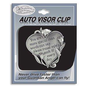  [AUSTRALIA] - HEART Shaped VISOR Clip for CAR/Automobile - "You Are More Special Than Words Can Say..." "NEVER Drive Faster Than Your Guardian Angel Can FLY" SAFE TRAVEL Sentiment/GIFT PARENTS/New DRIVERS/DRIVER Safety