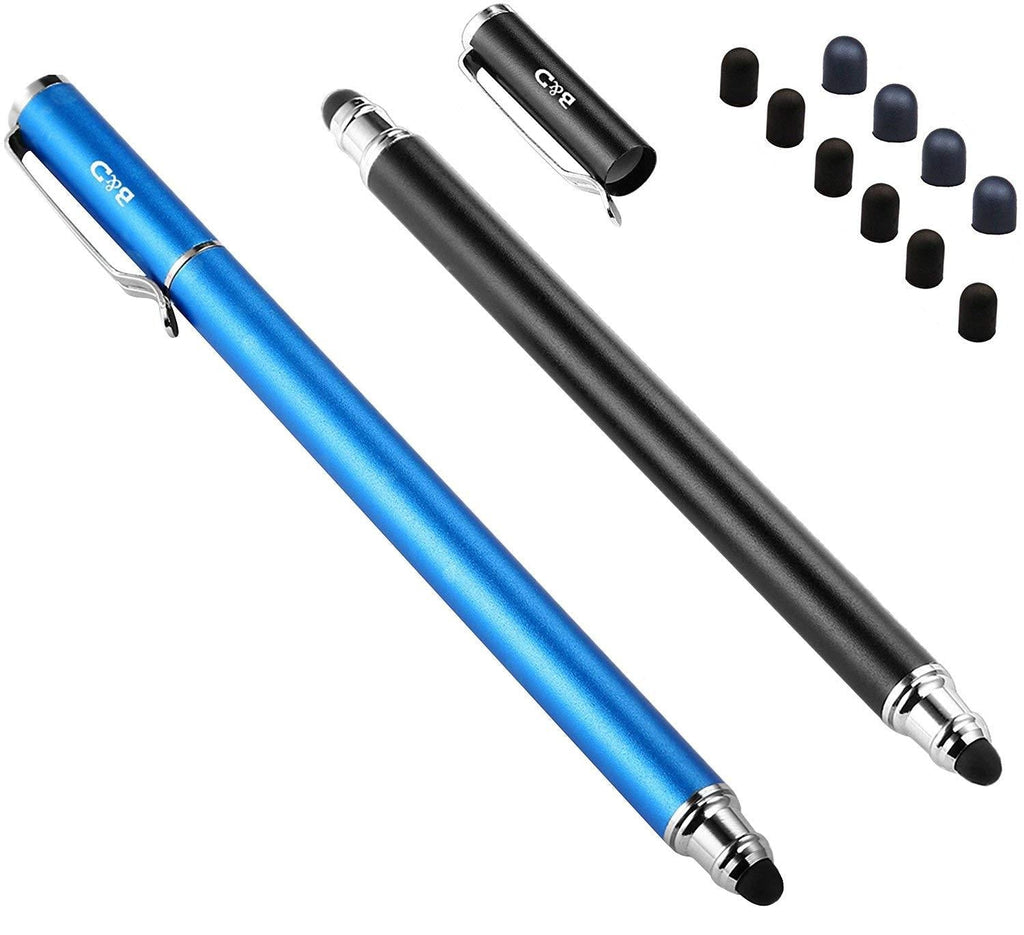 Bargains Depot (2 Pcs)[0.18-inch Fine Tip ] Stylus Touch Screen Pens 5.5" L Perfect for Drawing Handwriting Gaming Compatiable with Apple iPad iPhone Samsung Tablets and all Other Touch Screens Come with 10 Extra Rubber Tips Blue/Black - LeoForward Australia