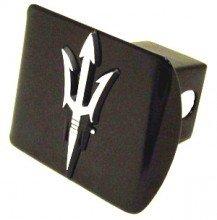  [AUSTRALIA] - Electroplate Arizona State University Sundevils Black and Chrome with Pitchfork Emblem Metal Trailer Hitch Cover Fits 2 Inch Auto Car Truck Receiver with NCAA College Sports Logo