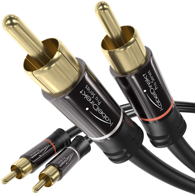 KabelDirekt – RCA Stereo Cable & Cord – 6 feet short (dual 2 x RCA male to 2 x RCA male audio cable, digital & analog, double shielded – supports subwoofers, amplifiers, AV receivers, Hi-Fi, black) - LeoForward Australia