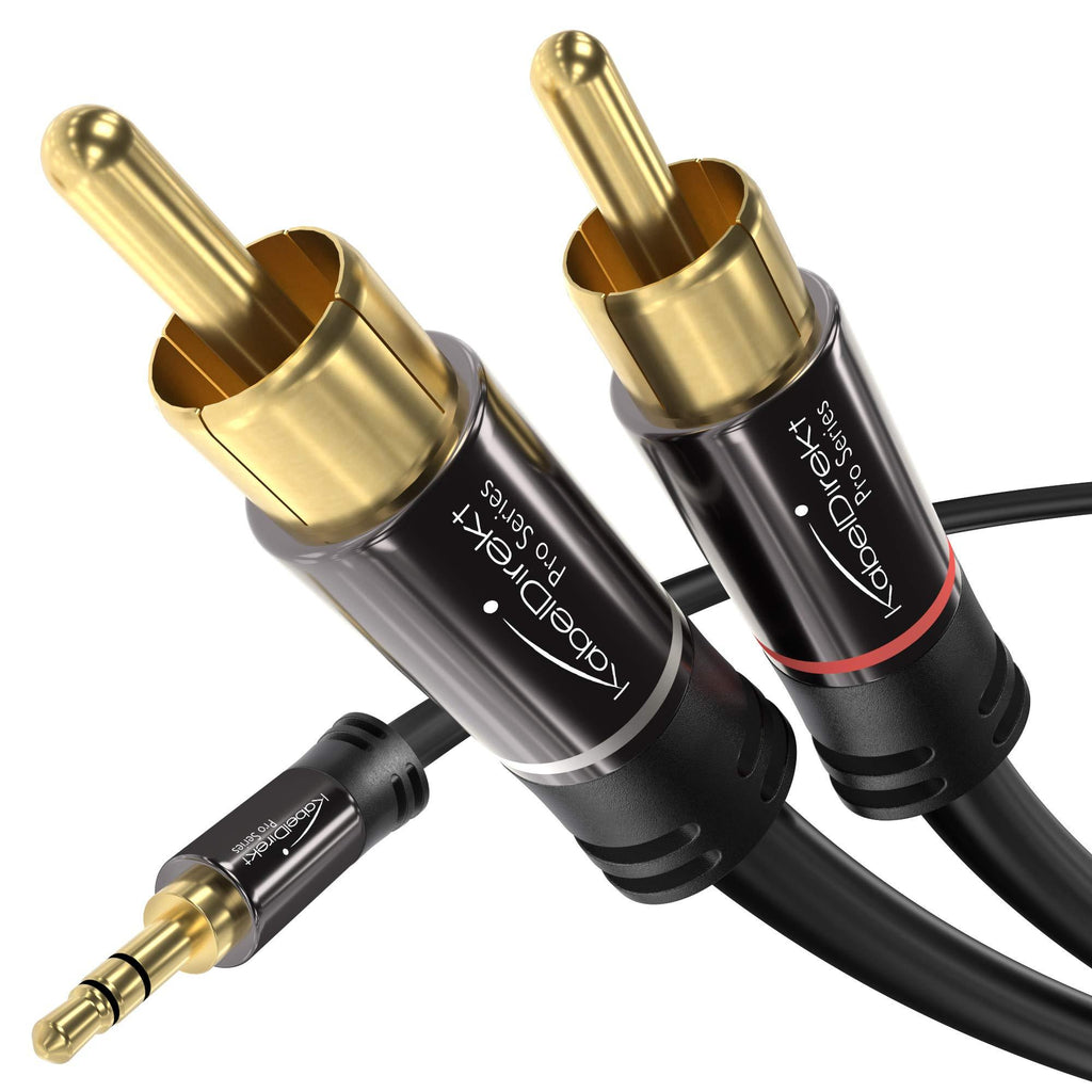 KabelDirekt – 3.5mm to RCA Splitter Cable, Cord (6 feet Short, 3.5mm Aux to 2 RCA Male Audio & Auxiliary Cable, Double-Shielded, Pro Series) Supports (Hi-Fi, Stereo, Phone, iPod) 6 feet - LeoForward Australia
