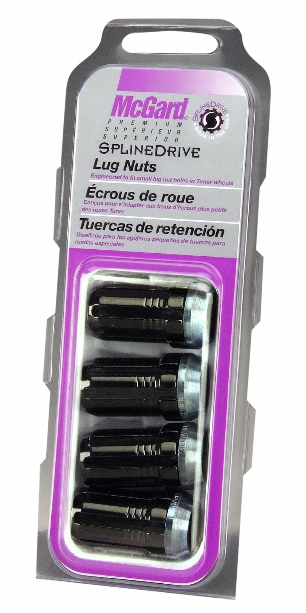 McGard 65310BK SplineDrive Black (M14 x 1.5 Thread Size) Cone Seat Lug Nut, (Set of 4) - LeoForward Australia