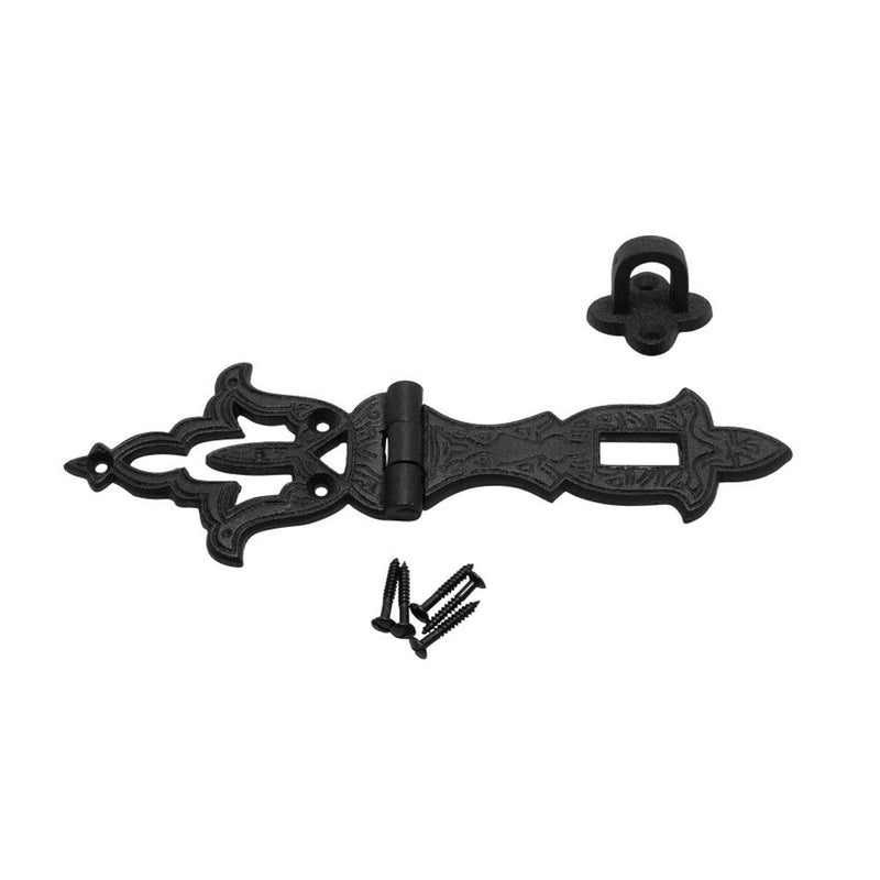 [AUSTRALIA] - Black Iron Hasp Lock 8.25" X 2.75" Heavy Duty Rust Resistant Hasp Door Latches Safety Padlock Clasps for Cabinets, Farmhouse Barn Gate Or Garage Doors | Renovators Supply Manufacturing Pack of 1