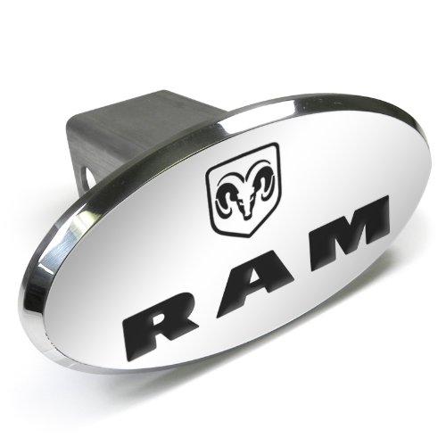  [AUSTRALIA] - Dodge CarBeyondStore RAM Logo Engraved Oval Aluminum Tow Hitch Cover,Chrome