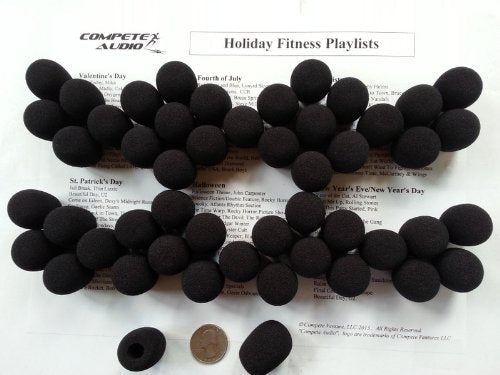  [AUSTRALIA] - Compete Audio Foam Microphone Windscreens (Microphone Covers) 50-Pack Headset/Lapel (Lavalier) Fitness Center Pack Black