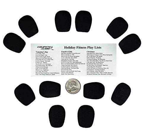  [AUSTRALIA] - Compete Audio Standard Microphone Windscreens (Microphone Covers) 12-Pack Headset/Lapel (Lavalier) Fitness Leader/Gamer Pack Black