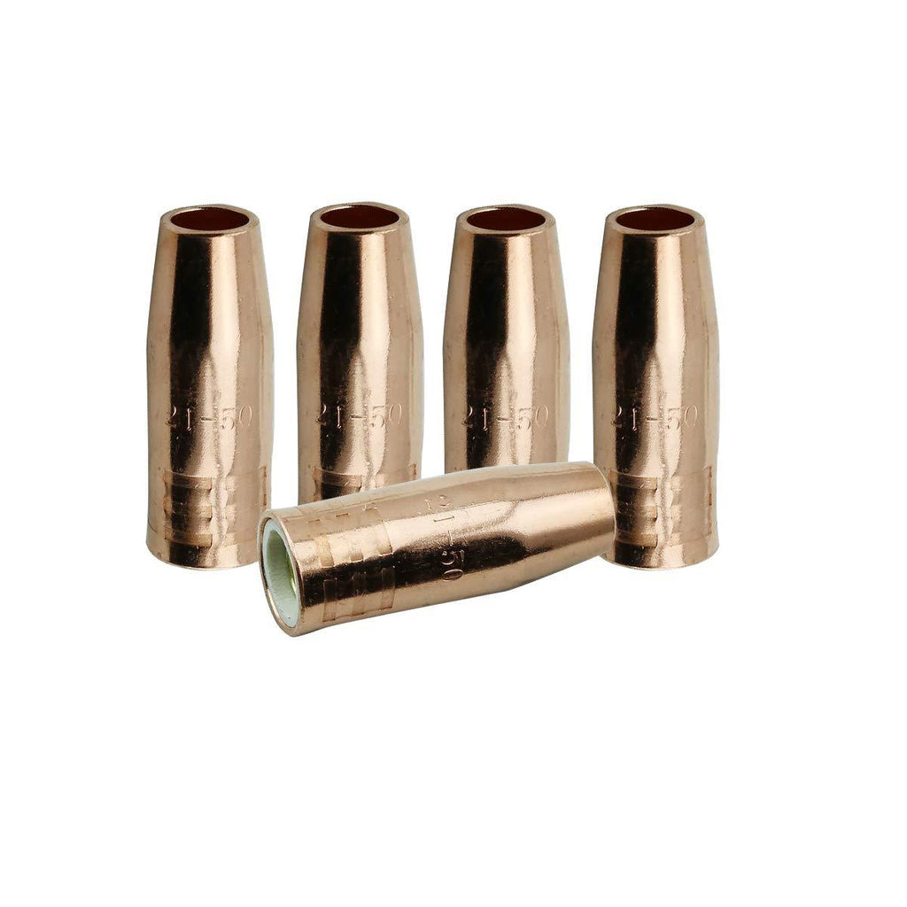  [AUSTRALIA] - WeldingCity 5 Gas Nozzles 21-50 1/2" for Lincoln Magnum 100L and Tweco Mini/#1 MIG Welding Guns 5pk-2150
