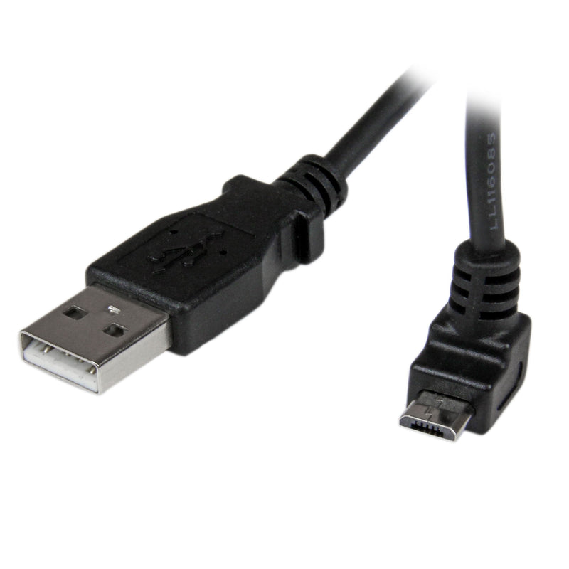  [AUSTRALIA] - StarTech.com 1m Micro USB Cable Cord - A to Up Angle Micro B - Up Angled Micro USB Cable - 1x USB A (M), 1x USB Micro B (M) - Black (USBAUB1MU) 1m / 3 feet
