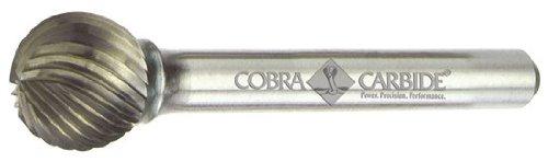 Cobra Carbide 10545 Micro Grain Solid Carbide Burr with Ball End, Double Cut, Shape D SD-42L2, 1/8" Shank Diameter, 1/8" Head Diameter, 1/8" Cutting Length (Pack of 1) - LeoForward Australia