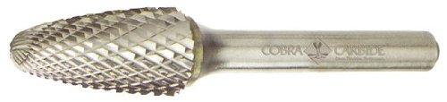 Cobra Carbide 10747 Micro Grain Solid Carbide Regular Length Burr, Single Cut, Shape E SE-6, 1/4" Shank Diameter, 5/8" Head Diameter, 1" Cutting Length (Pack of 1) 0.625 Inches 2 Inches - LeoForward Australia