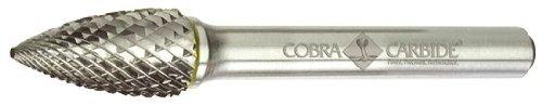 Cobra Carbide 10963 Micro Grain Solid Carbide Tree Shape Regular Length Burr with Pointed End, Double Cut, Shape G SG-1, 1/4" Shank Diameter, 1/4" Head Diameter, 5/8" Cutting Length (Pack of 1) - LeoForward Australia