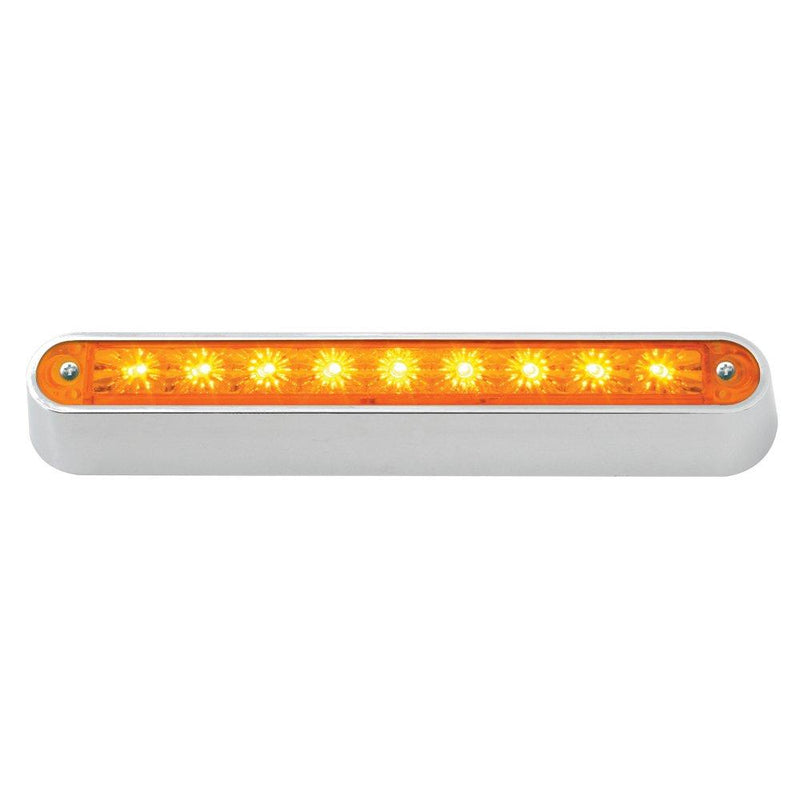  [AUSTRALIA] - Grand General 76090 Amber 6-1/2" 9-LED Sealed Light Bar with Chrome Base and 3 Wires for Dual Function Amber/Amber w/Base Mount