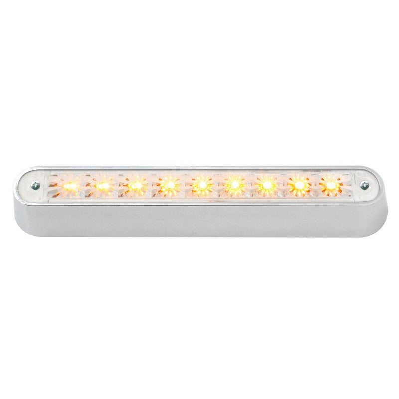  [AUSTRALIA] - Grand General 76091 Amber 6-1/2" 9-LED Sealed Light Bar with Clear Lens, Chrome Base and 3 Wires for Dual Function Amber/Clear w/Base Mount