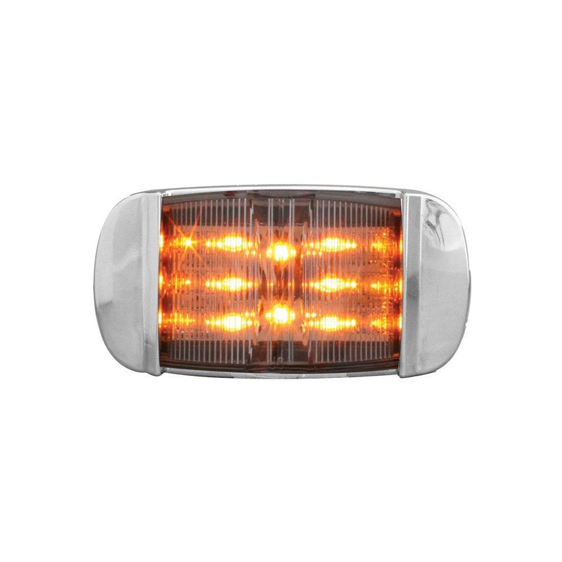  [AUSTRALIA] - Grand General 76255 Amber Rectangular Camel Back Wide Angle 14-LED Marker and Clearance Sealed Light with Clear Lens and Chrome Bezel