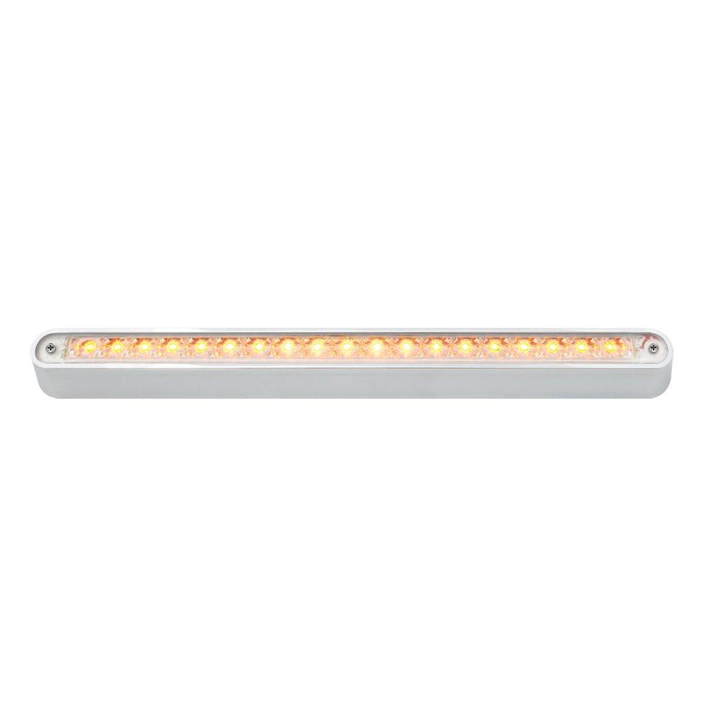  [AUSTRALIA] - Grand General 76291 Amber 12" 19-LED Sealed Light Bar with Clear Lens, Chrome Base and 3 Wires for Dual Function Amber/Clear w/Mount
