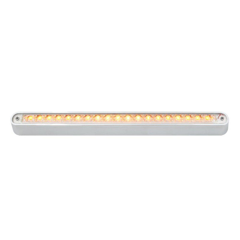  [AUSTRALIA] - Grand General 76291 Amber 12" 19-LED Sealed Light Bar with Clear Lens, Chrome Base and 3 Wires for Dual Function Amber/Clear w/Mount