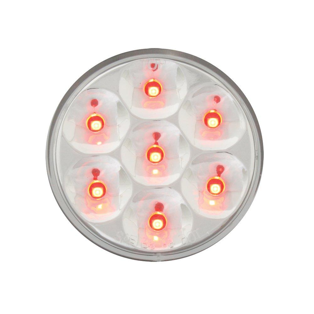  [AUSTRALIA] - Grand General 76543 Red 2" Low Profile Pearl 7-LED Marker and Clearance Sealed Light with Clear Lens Red/Clear Light Only