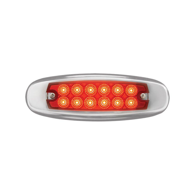  [AUSTRALIA] - Grand General 78567 Red Rectangular Spyder 12-LED Marker and Clearance Sealed Light with Stainless Steel Rim Red/Red w/S.S Bezel