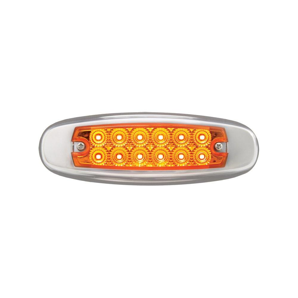  [AUSTRALIA] - Grand General 78565 Amber Rectangular Spyder 12-LED Marker and Clearance Sealed Light with Stainless Steel Rim Amber/Amber w/S.S Bezel