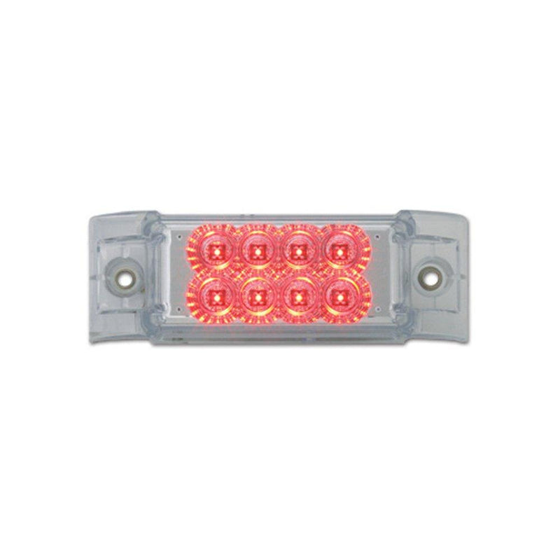  [AUSTRALIA] - Grand General 77663 Red Rectangular Spyder 8-LED Marker and Clearance Sealed Light with Clear Lens Red/Clear