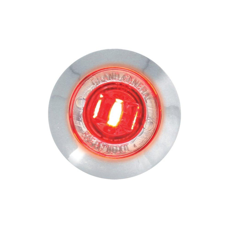  [AUSTRALIA] - Grand General 87063 Red 1" Mini Wide Angle Single LED Marker Sealed Light with Clear Lens and Chrome Plastic Bezel Red/Clear