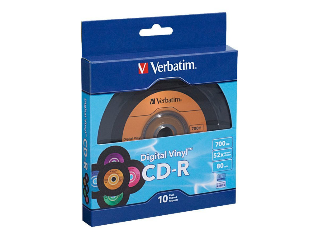  [AUSTRALIA] - Verbatim CD-R 80min 52X with Digital Vinyl Surface - 10pk Bulk Box, Blue/Green/Orange/Pink/Purple - 97935 10 Discs - Bulk Box Branded