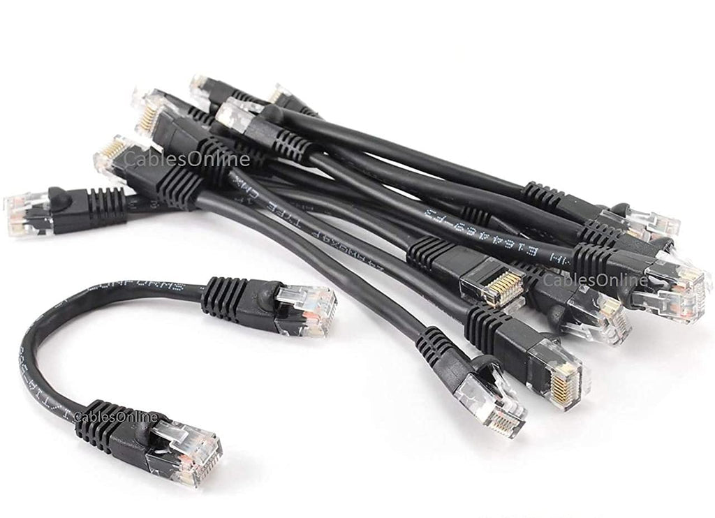 CablesOnline 10-Pack 6inch CAT5e UTP Ethernet RJ45 Full 8-Wire Black Patch Cable, (U-000BK-10) - LeoForward Australia