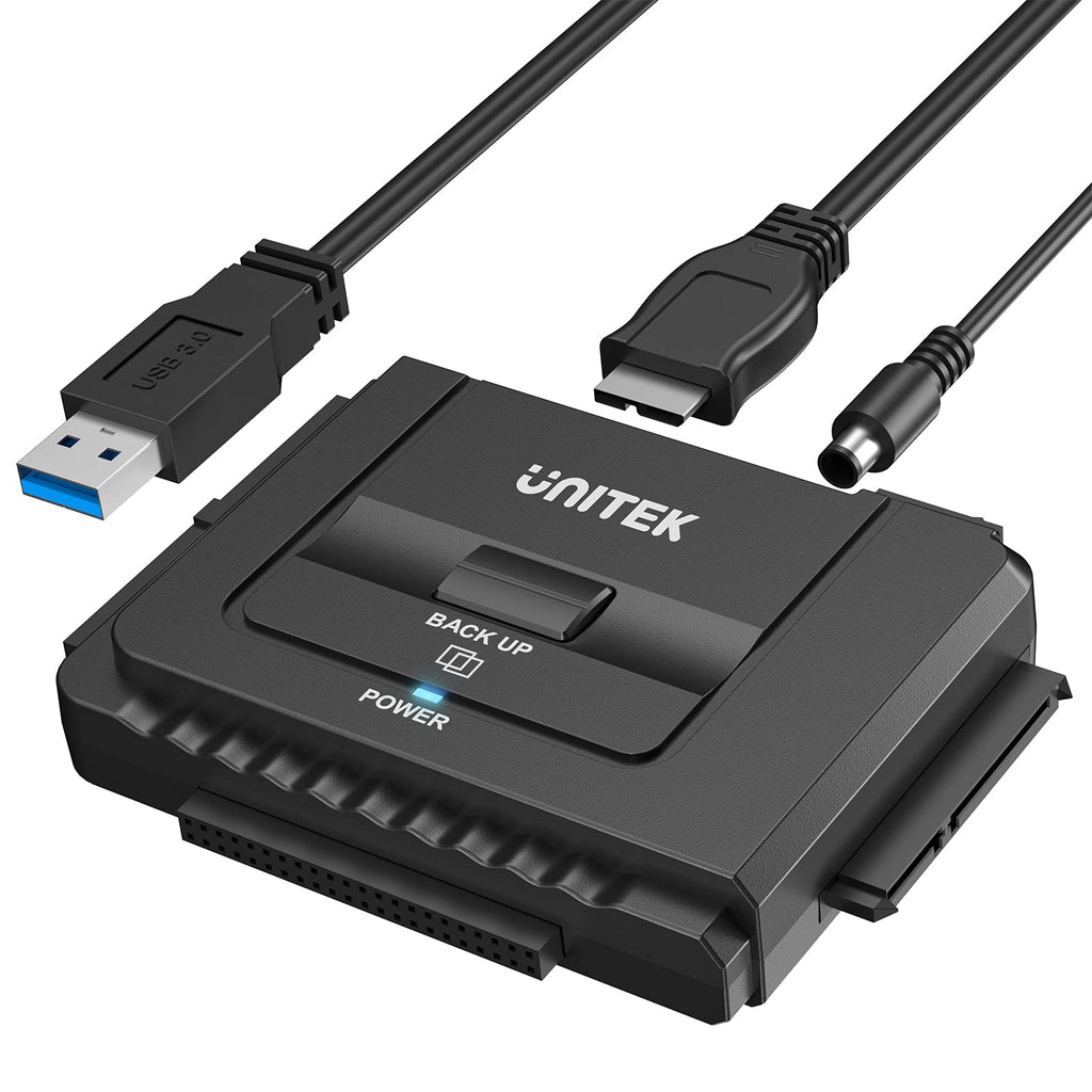  [AUSTRALIA] - Unitek USB 3.0 to IDE and SATA Converter External Hard Drive Adapter Kit for Universal 2.5/3.5 HDD/SSD Hard Drive Disk, One Touch Backup Function and Restore Software, Included 12V/2A Power Adapter