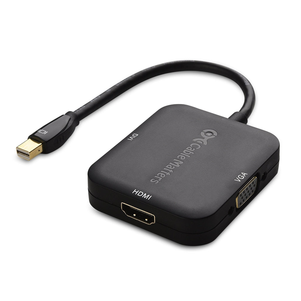 Cable Matters Mini DisplayPort to HDMI Adapter with VGA and DVI 3-in-1 Adapter in Black - Thunderbolt and Thunderbolt 2 Port Compatible - Supporting 4K Resolution via HDMI - LeoForward Australia