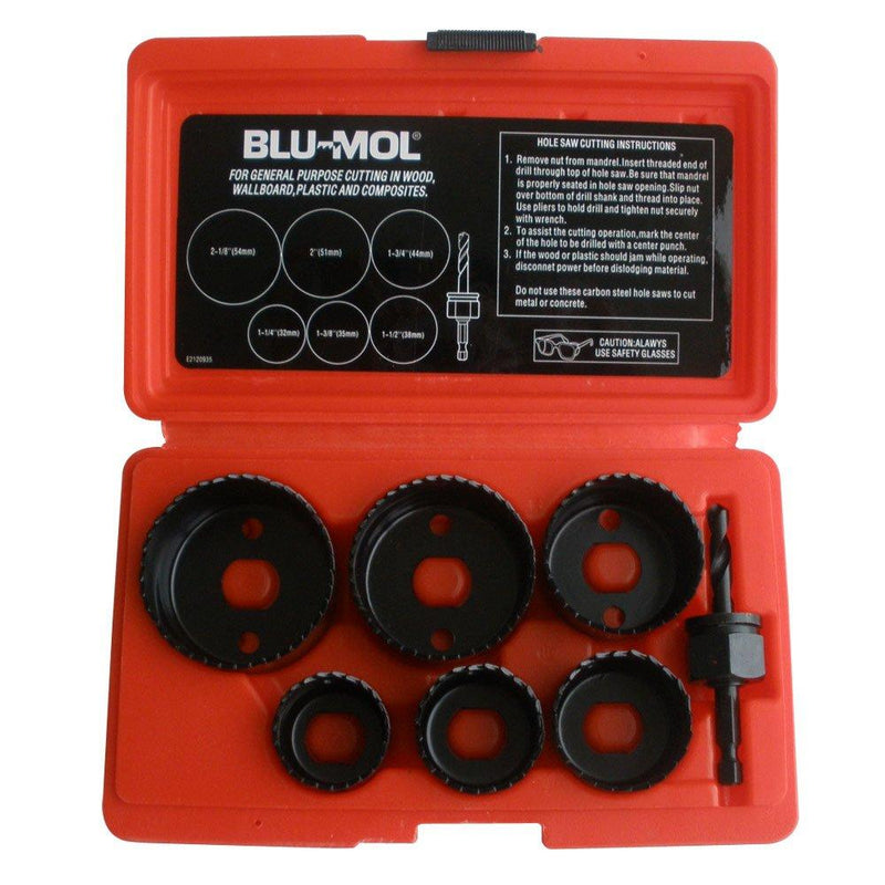 Disston E0114490 Blu-Mol Carbon Steel Hole Saw Kits Carbon Kit, 7-Piece - LeoForward Australia