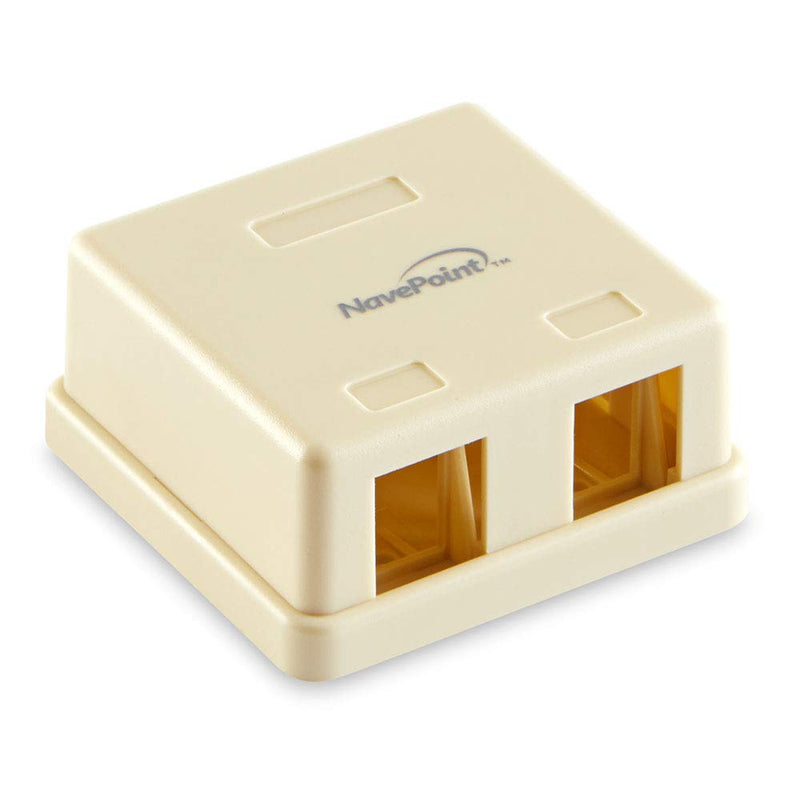  [AUSTRALIA] - NavePoint Keystone Jack Surface-Mount Box 2-Port Ivory, 10-Pack