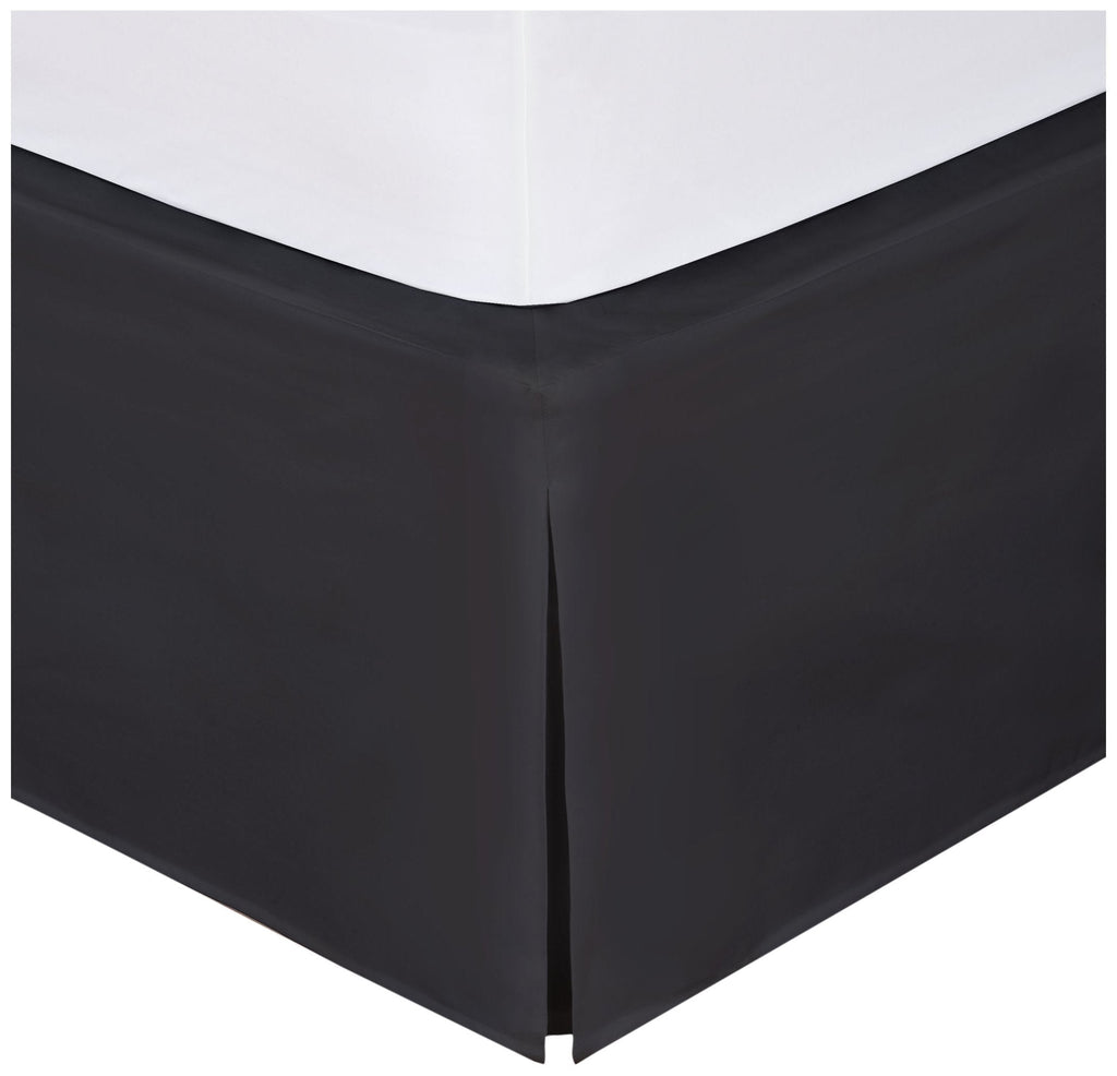  [AUSTRALIA] - Bed Maker's Tailored Wrap-Around Bedskirt Never Lift Your Mattress Classic 14” Drop Length Pleated Styling, Black, California King
