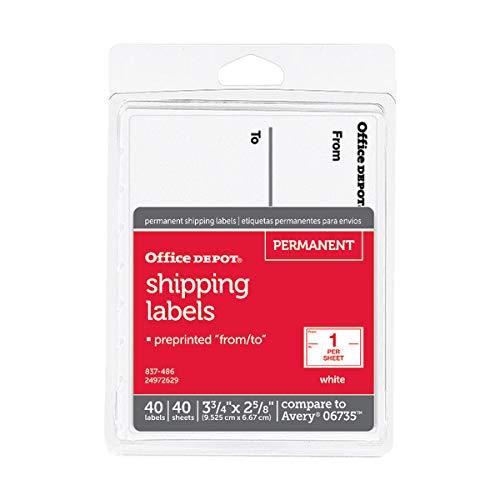 Office Depot White to/from Shipping Label Pad, 3 3/4in. x 2 5/8in, Pack of 40, OD98806 - LeoForward Australia