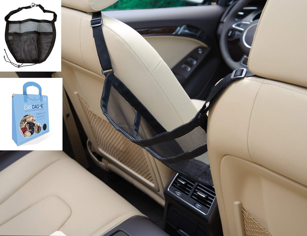  [AUSTRALIA] - Car Cache - Handbag Holder: Car Purse Storage & Pocket (for Smaller Items) - Helps as Dog Barrier, Too! Original Invention, Patented Black