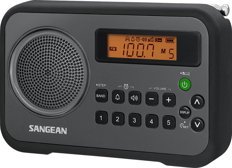 Sangean PR-D18BK AM/FM/Portable Digital Radio with Protective Bumper (Gray/Black) Black/ Grey - LeoForward Australia