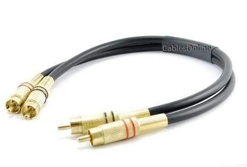 CablesOnline 1ft 2-RCA Male to Male Premium Gold-Plated Series, Stereo Audio Cable, (AV-401K) - LeoForward Australia