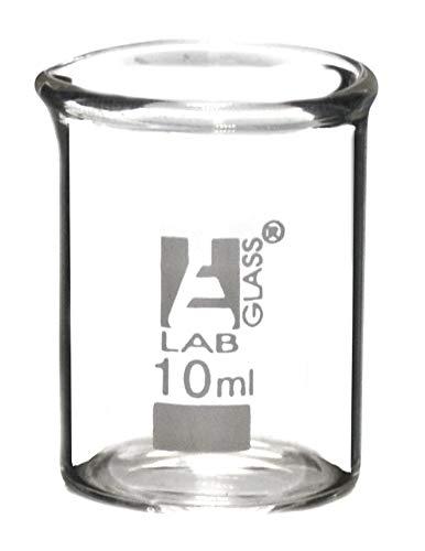 Beaker, 10ml - Griffin Style, Low Form with Spout - Ungraduated - Borosilicate 3.3 Glass - Eisco Labs - LeoForward Australia