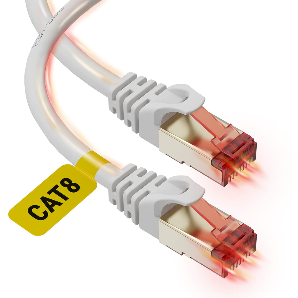 Cat 8 Ethernet Cable 6ft (2 Pack) - High Speed Cat8 Internet WiFi Cable 40 Gbps 2000 Mhz - RJ45 Connector with Gold Plated, Weatherproof LAN Patch Cord Cable for Router, Gaming, PC - White - 6 feet 2 - LeoForward Australia