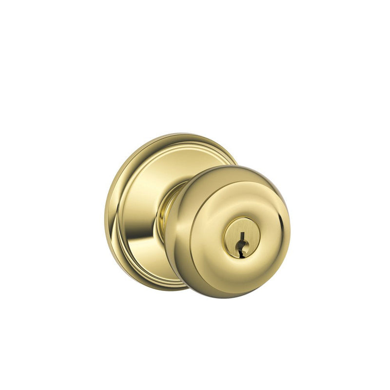  [AUSTRALIA] - Schlage F51A GEO 605 Georgian Knob Keyed Entry Lock, Bright Brass Standard