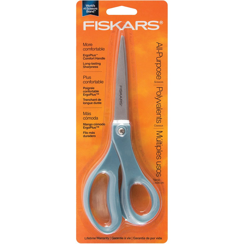  [AUSTRALIA] - Fiskars 1424901005 Scissors, 8 in. Length, Straight, 3 1/2 in. Cut, Right Hand, Blue