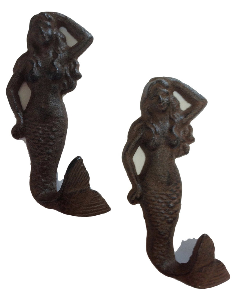 Mermaid Cast Iron Nautical Wall Hook Set of 2 - LeoForward Australia