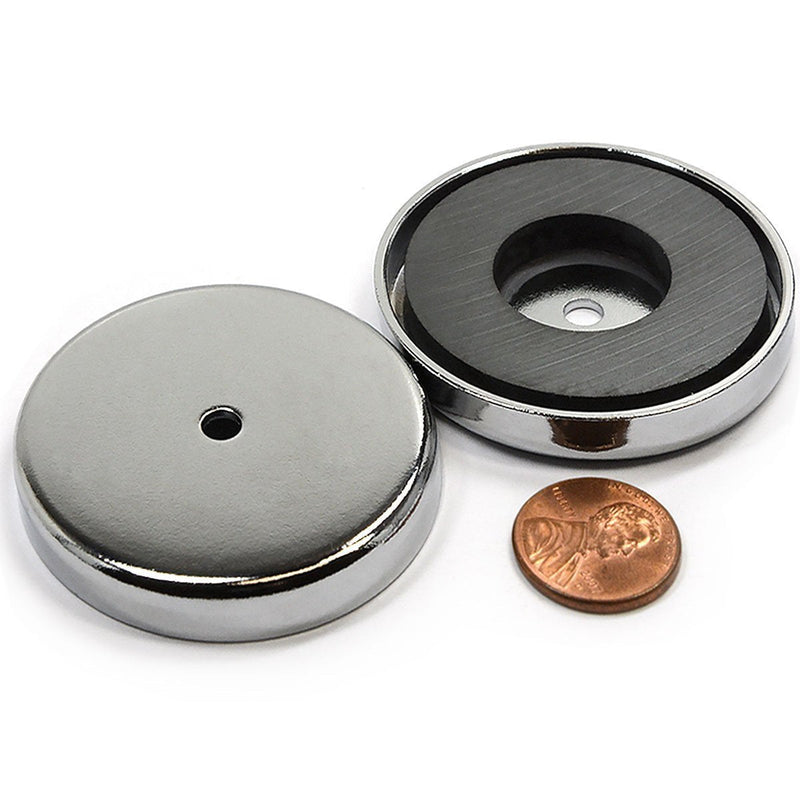 CMS magnetics Powerful Cup Magnets 100 LB Pull Power Mounting Magnets in Large 3.2" Diameter w/Countersunk Hole Pot Magnets RB80 3 Pieces - LeoForward Australia