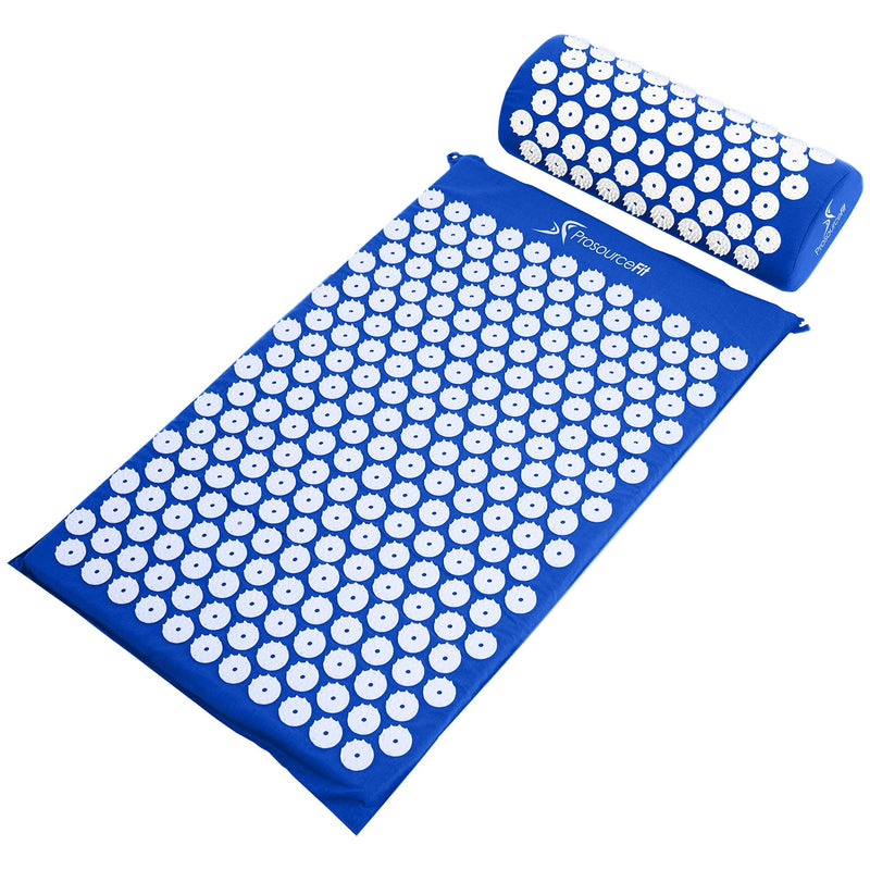  [AUSTRALIA] - ProsourceFit Acupressure Mat and Pillow Set for Back/Neck Pain Relief and Muscle Relaxation Original Blue